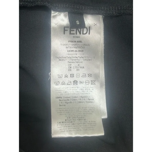 Fendi Roma Made in Italy Black Cotton Short Sleeve T Shirt Men's Size‎ Small